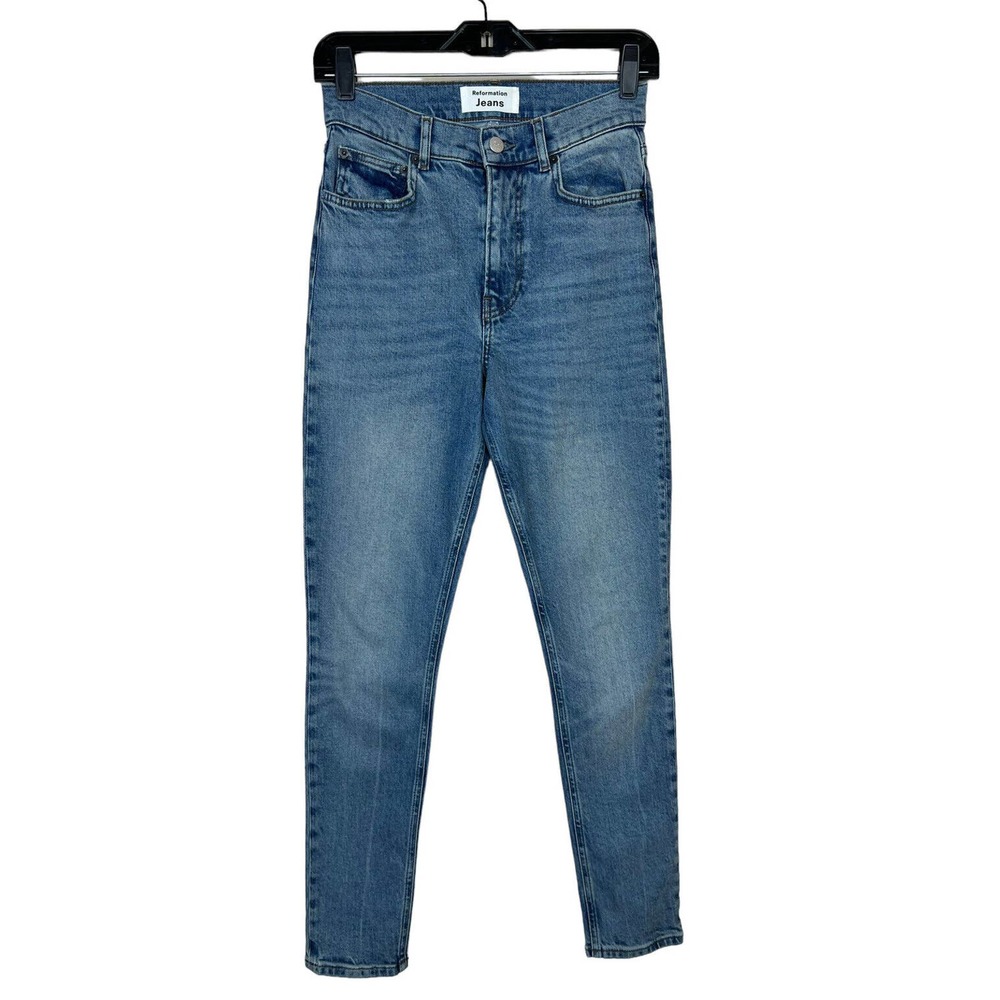 Reformation High Rise Skinny Jeans Size 25 Denim Medium Wash Blue Como Stretch